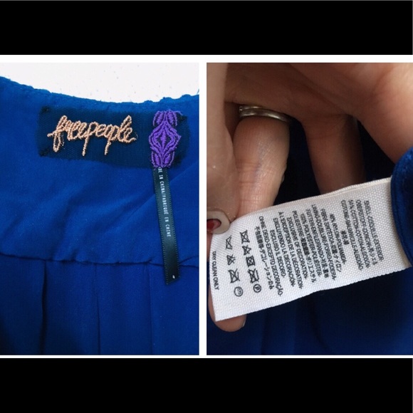 ✨Free People Royal Blue Floral Lace Empire Dress✨ - Picture 8 of 8